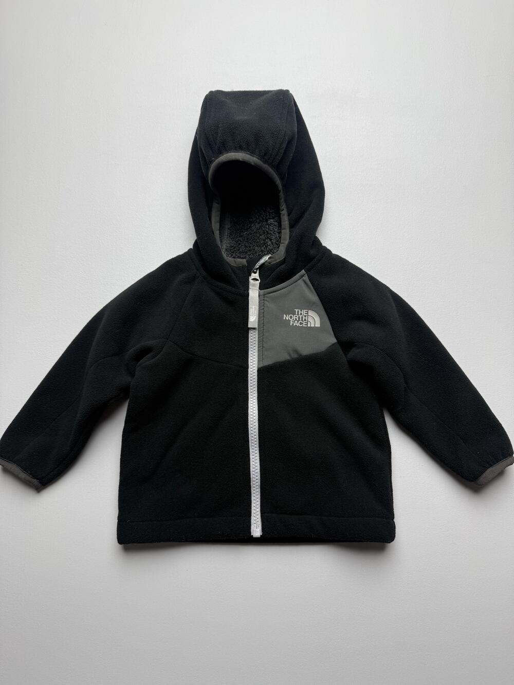 The North Face Jacket Toddler Boys 6-12 Months Black Fleece Hooded Full Zip